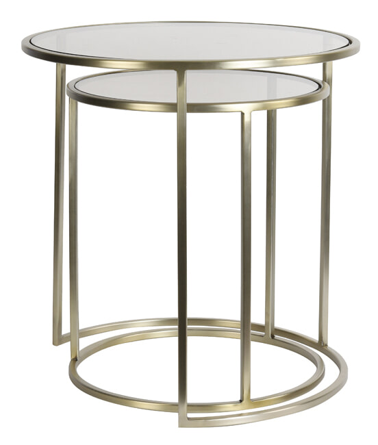 Light & Living Bijzettafel 'Duarte' Set van 2 stuks, kleur Goud/Lichtbruin