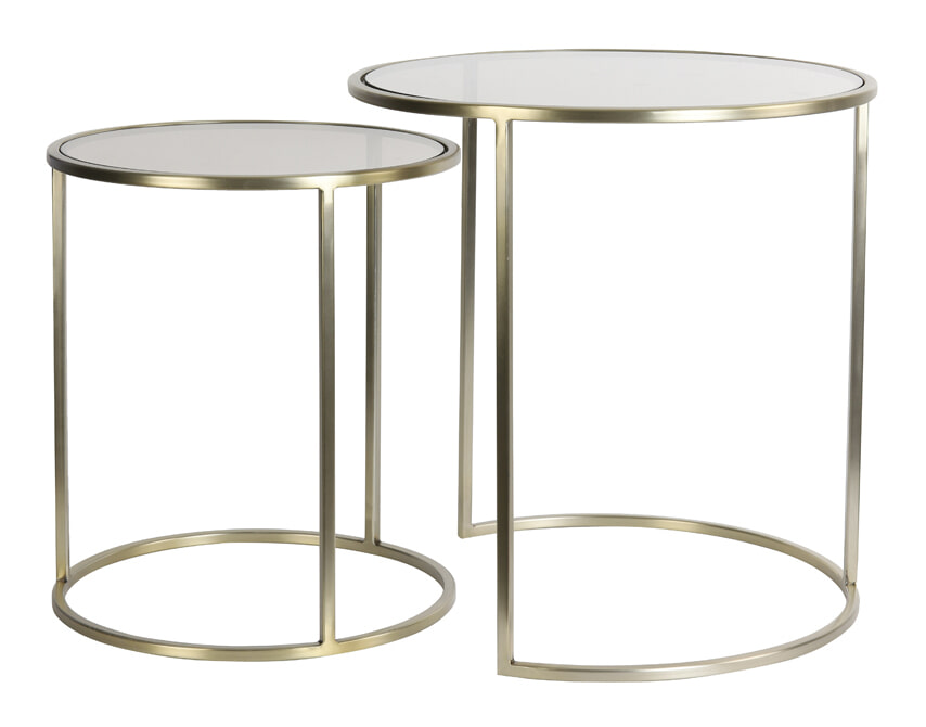 Light & Living Bijzettafel 'Duarte' Set van 2 stuks, kleur Goud/Lichtbruin