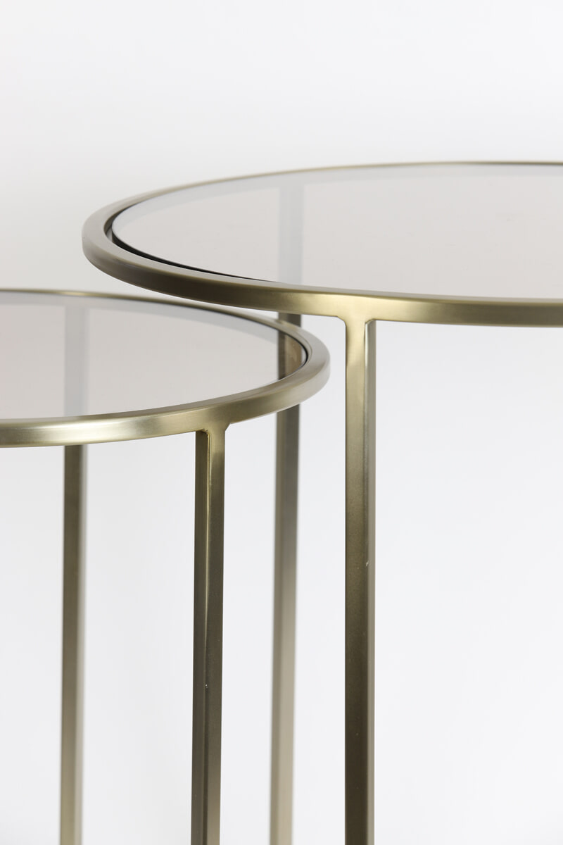 Light & Living Bijzettafel 'Duarte' Set van 2 stuks, kleur Goud/Lichtbruin