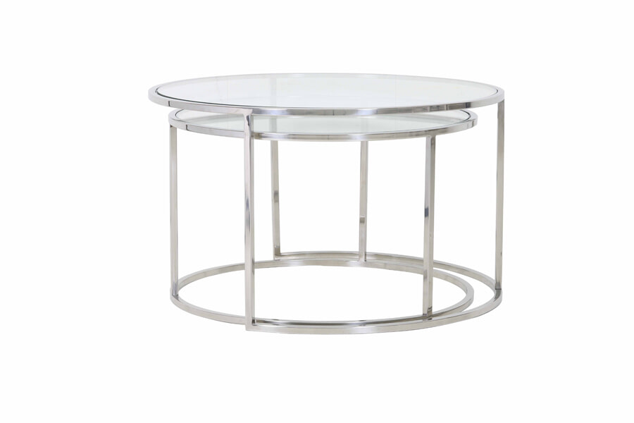 Light & Living Salontafel 'Duarte' Set van 2 stuks, nikkel+glas
