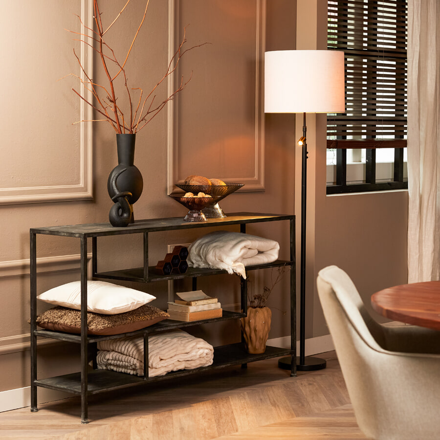 Light & Living Sidetable 'Ylaya' 140cm, kleur Antiek Zwart