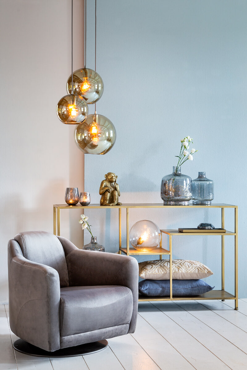 Light & Living Sidetable 'Ylaya' open, mat zwart-goud