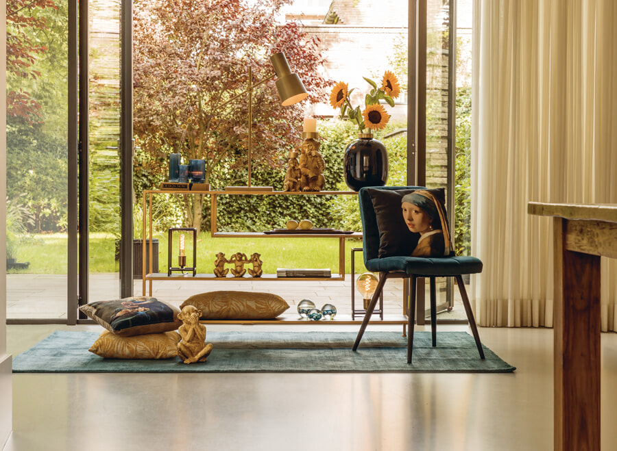 Light & Living Sidetable 'Ylaya' open, mat zwart-goud