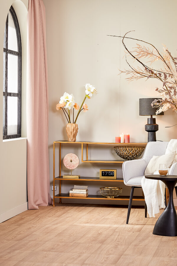 Light & Living Sidetable 'Ylaya' open, mat zwart-goud