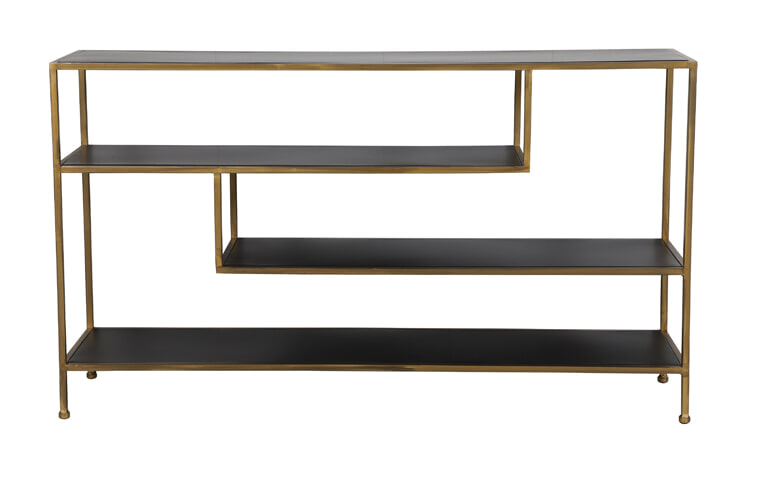 Light & Living Sidetable 'Ylaya' open, mat zwart-goud