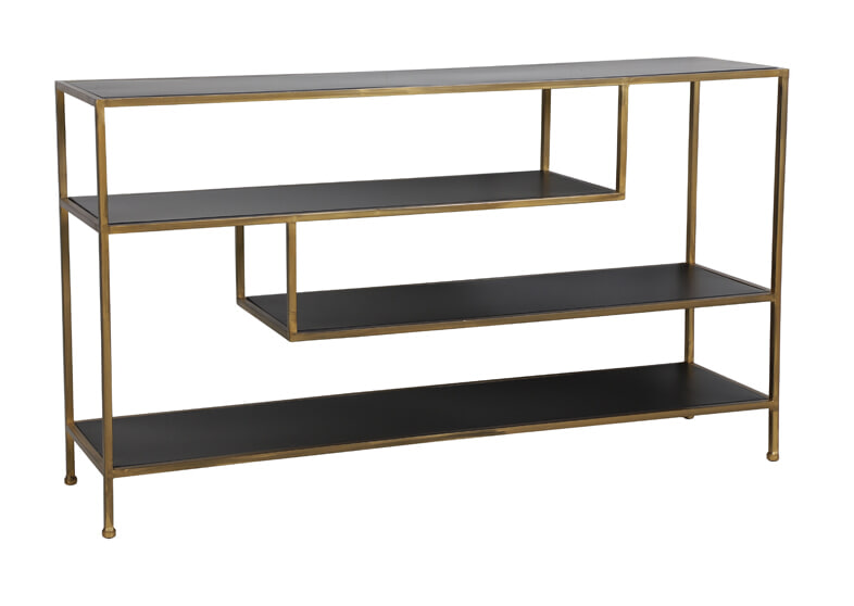 Light & Living Sidetable 'Ylaya' open, mat zwart-goud