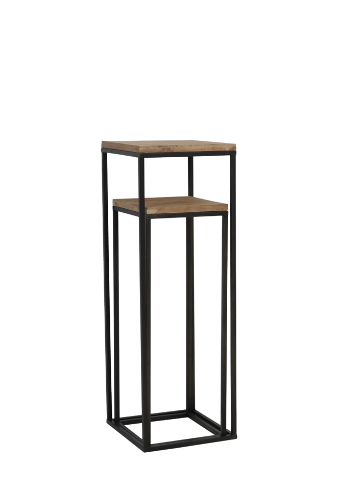 Light & Living Zuilen / bijzettafels 'Yarula' Set van 2 stuks, zwart+hout