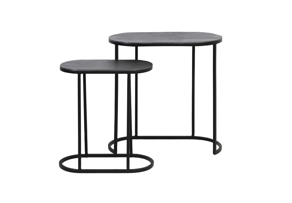 Light & Living Bijzettafel 'Bocov' Set van 2 stuks, kleur Antiek Lood