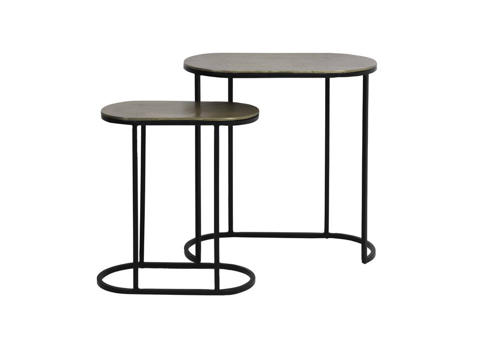 Light & Living Bijzettafel 'Bocov' Set van 2 stuks max, antiek brons-zwart