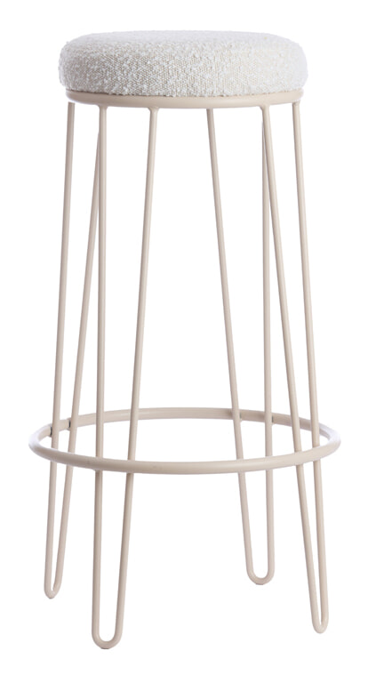 Light & Living Barkruk 'Alice' Bouclé, kleur Crème (zithoogte 73cm)
