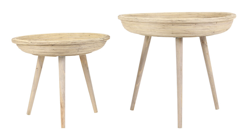 Light & Living Bijzettafel 'Colon' Rotan, Set van 2 stuks, kleur Naturel