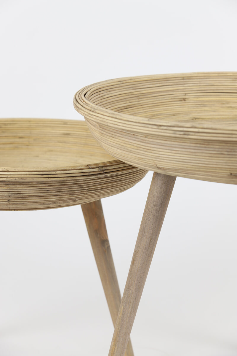 Light & Living Bijzettafel 'Colon' Rotan, Set van 2 stuks, kleur Naturel