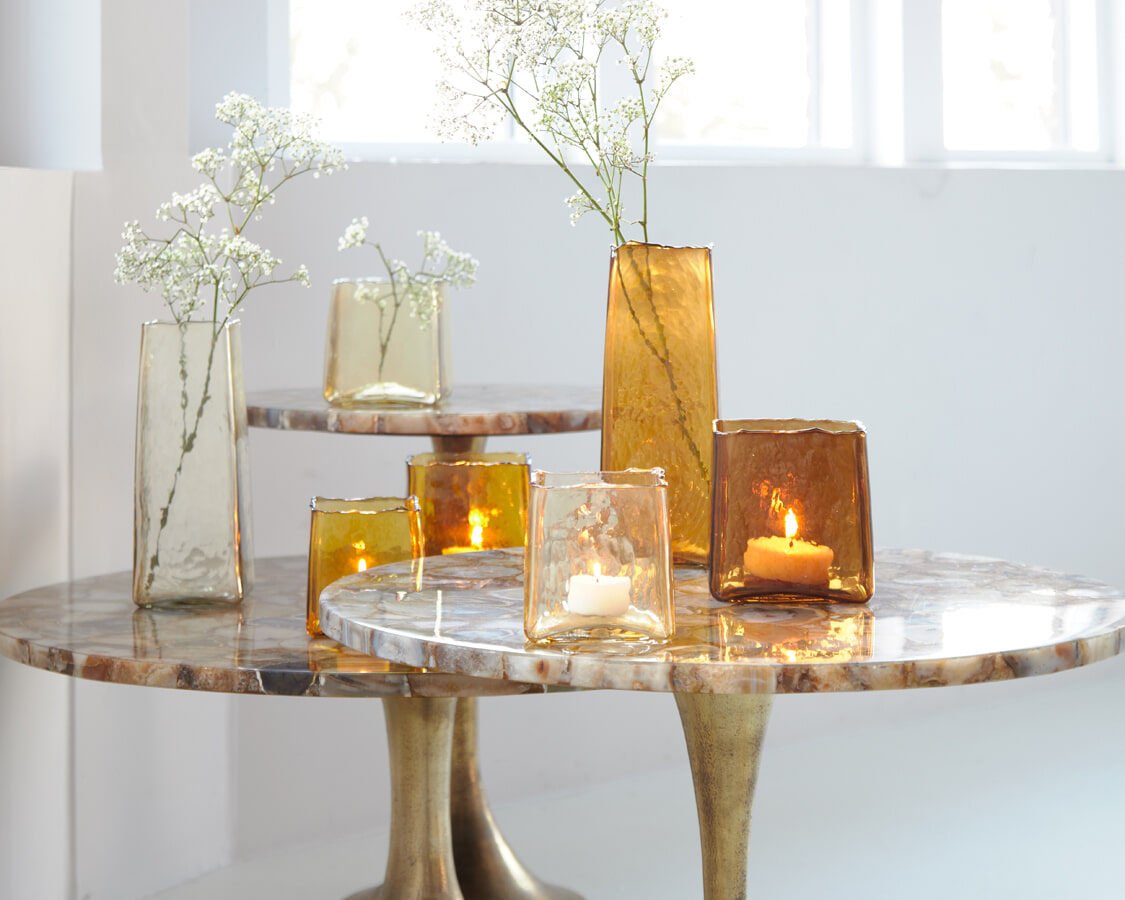 Light & Living Bijzettafel 'Rickerd' Ø48cm, kleur Geel Agaat
