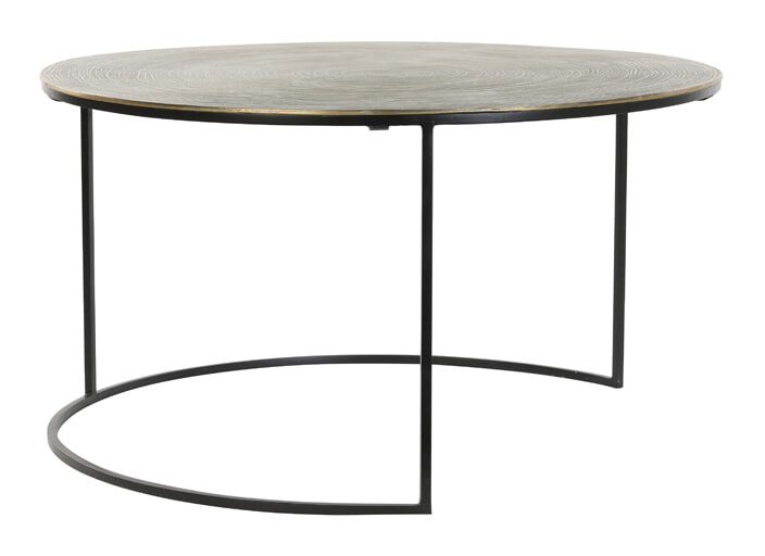 Light & Living Salontafel 'Primo' Set van 2 stuks, zwart-brons+mat zwart