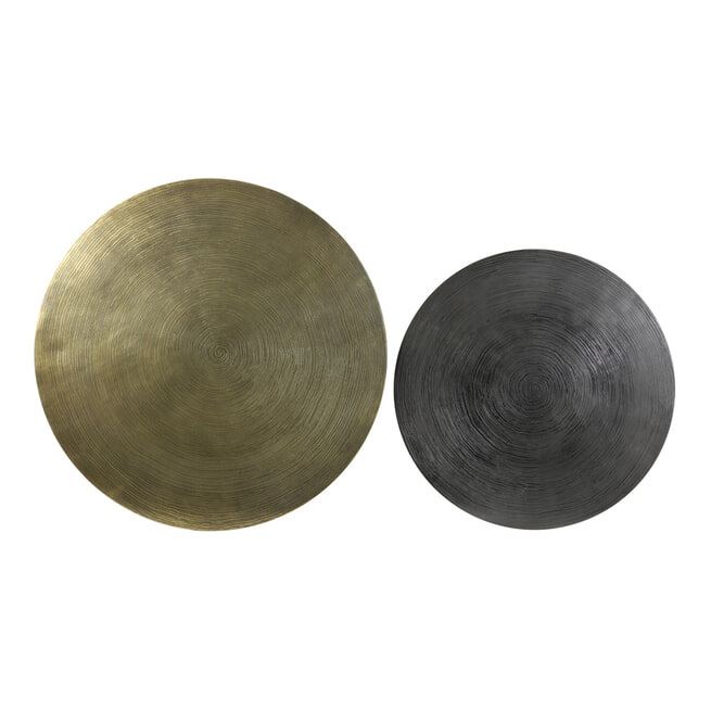 Light & Living Salontafel 'Primo' Set van 2 stuks, zwart-brons+mat zwart