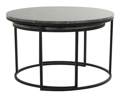 Light & Living Salontafel 'Alfio' Set van 2 stuks, bruin marmer+zwart