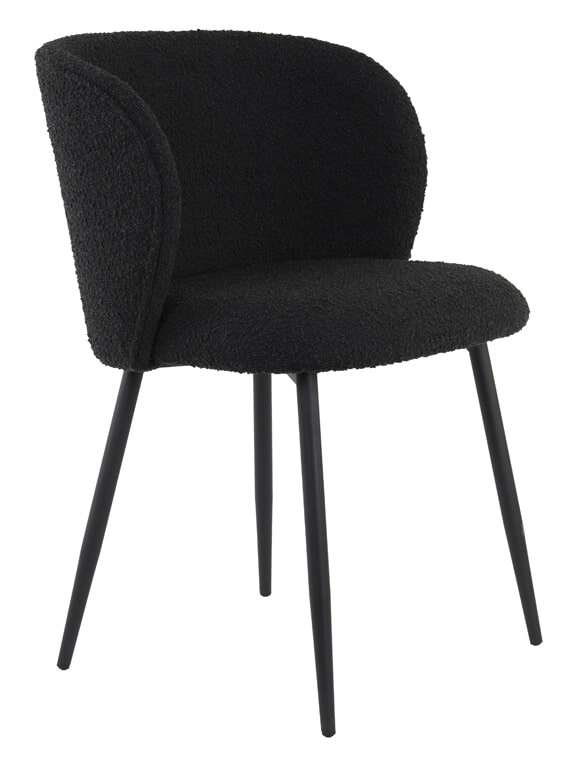 Light & Living Eetkamerstoel 'Elyna' Bouclé, kleur Zwart