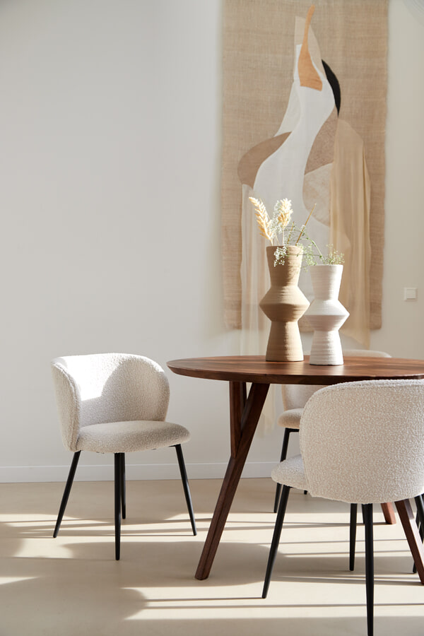 Light & Living Eetkamerstoel 'Elyna' Bouclé, kleur Lichtbeige