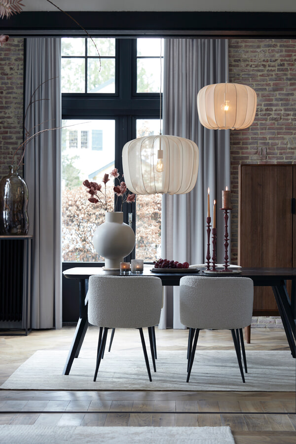 Light & Living Eetkamerstoel 'Elyna' Bouclé, kleur Lichtbeige