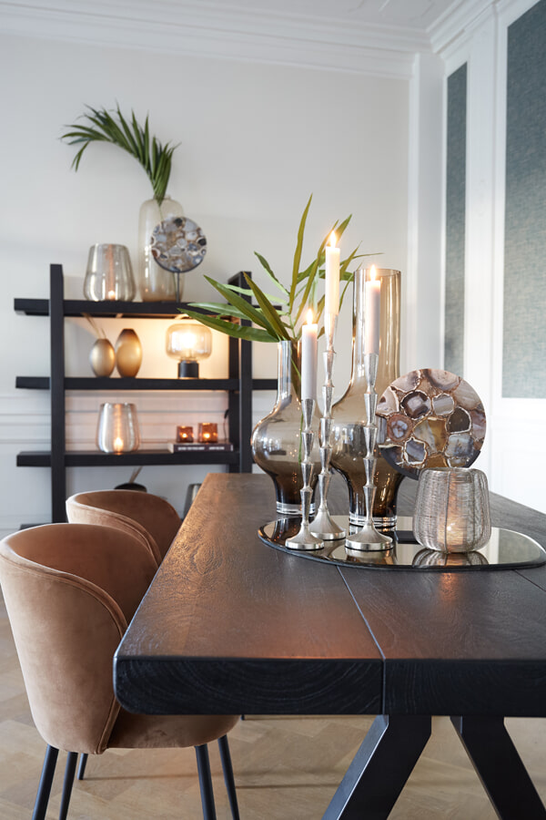 Light & Living Eetkamerstoel 'Elyna' Velvet, kleur Bruin