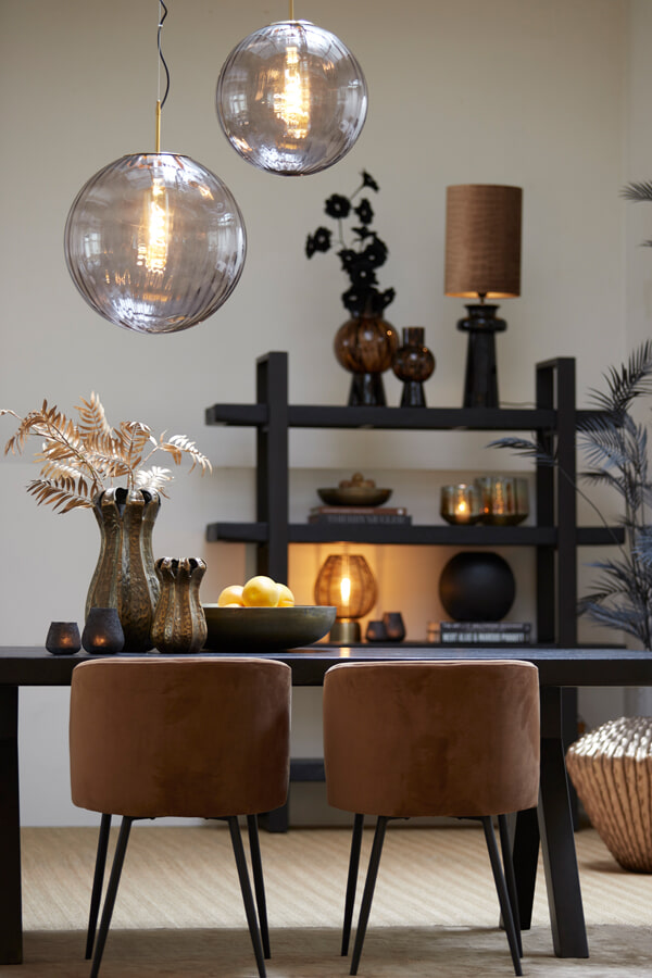 Light & Living Eetkamerstoel 'Elyna' Velvet, kleur Bruin