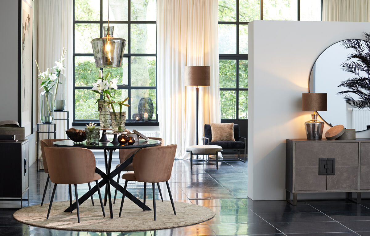 Light & Living Eetkamerstoel 'Elyna' Velvet, kleur Bruin