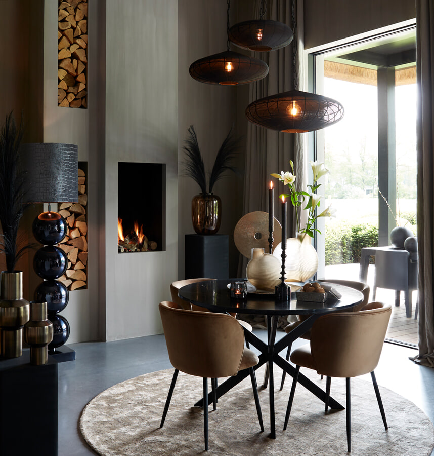 Light & Living Eetkamerstoel 'Elyna' Velvet, kleur Bruin