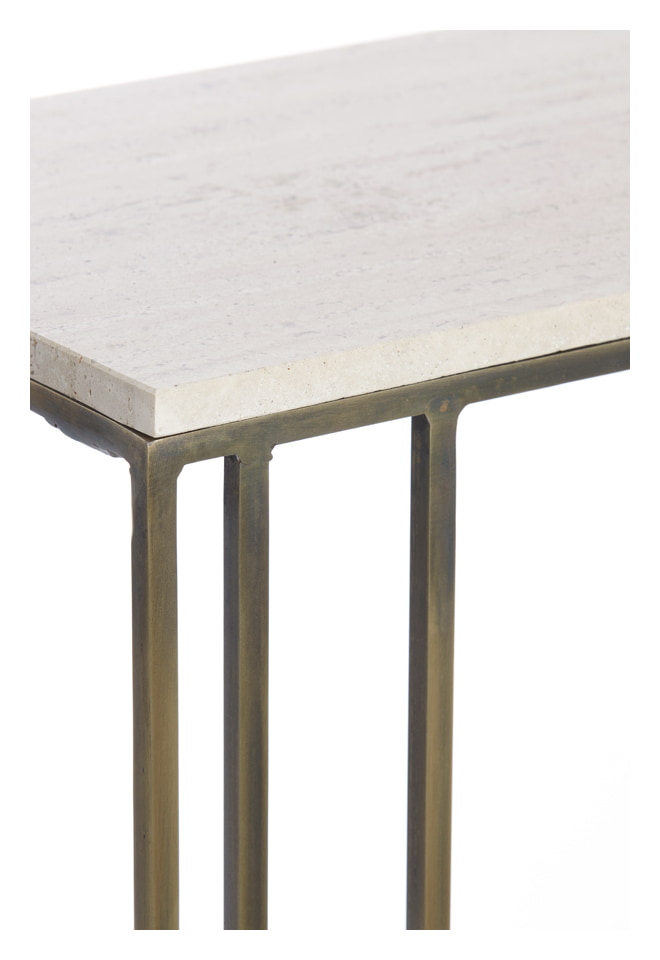 Light & Living Laptoptafel 'Roshan' Travertin, kleur Zand/Antiek Brons
