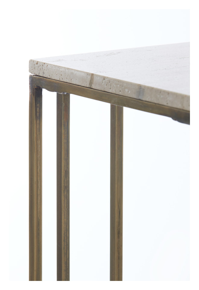 Light & Living Laptoptafel 'Roshan' Travertin, kleur Zand/Antiek Brons
