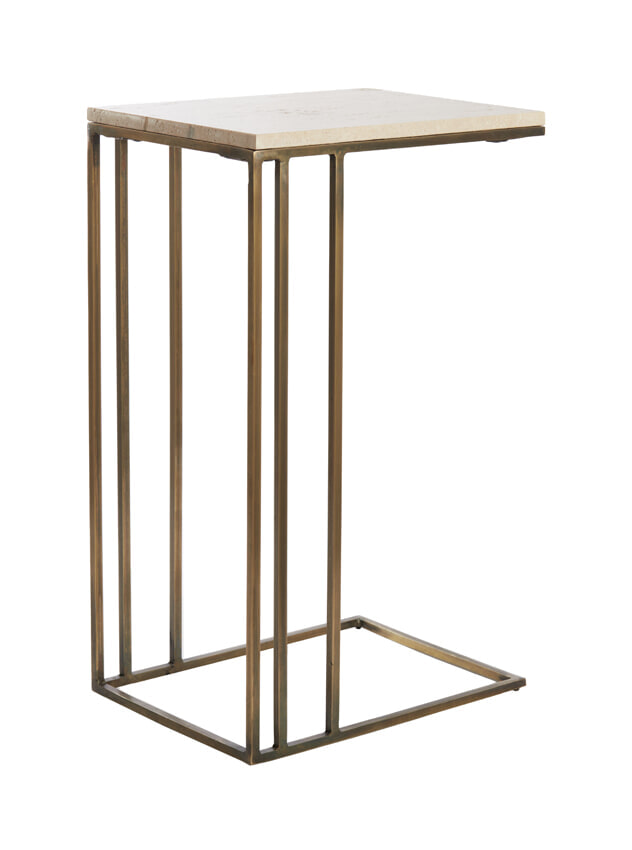 Light & Living Laptoptafel 'Roshan' Travertin, kleur Zand/Antiek Brons