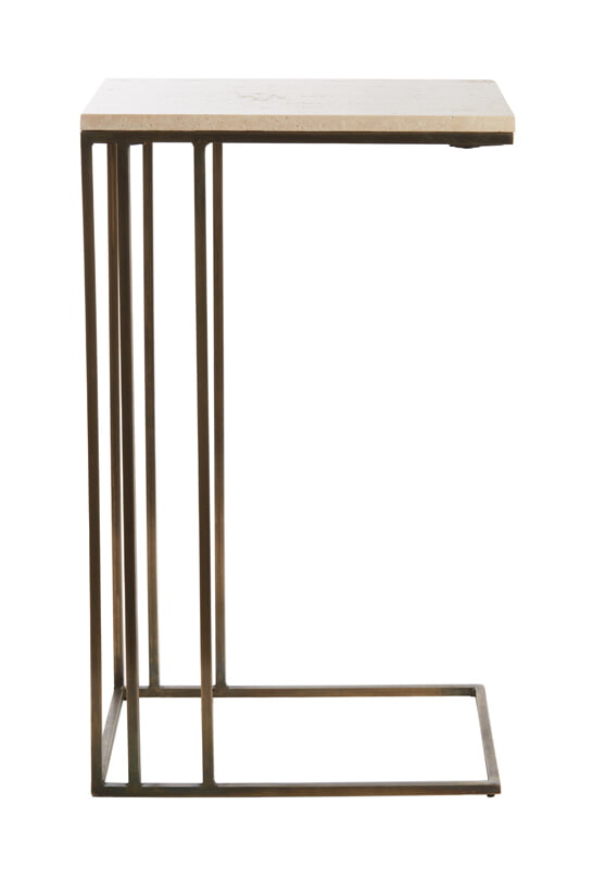 Light & Living Laptoptafel 'Roshan' Travertin, kleur Zand/Antiek Brons