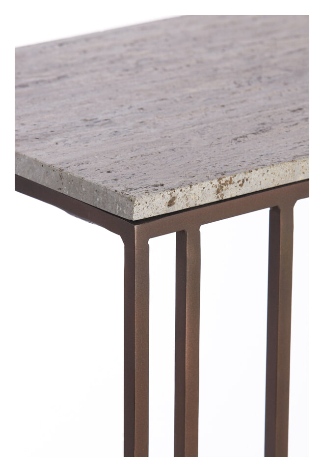 Light & Living Laptoptafel 'Roshan' Travertin, kleur Donkerbruin