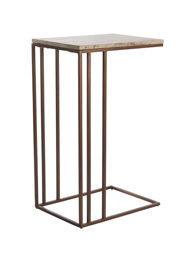 Light & Living Laptoptafel 'Roshan' Travertin, kleur Donkerbruin