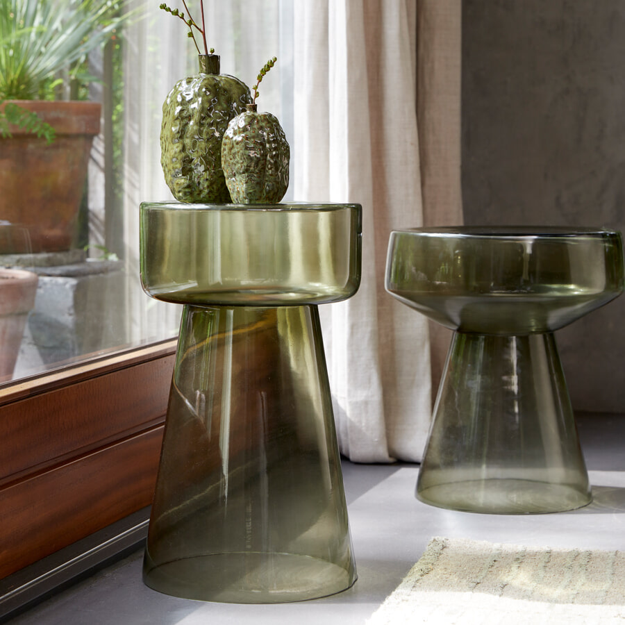 Light & Living Ronde Bijzettafel 'Dakwa' 37cm, kleur Grijs/Groen