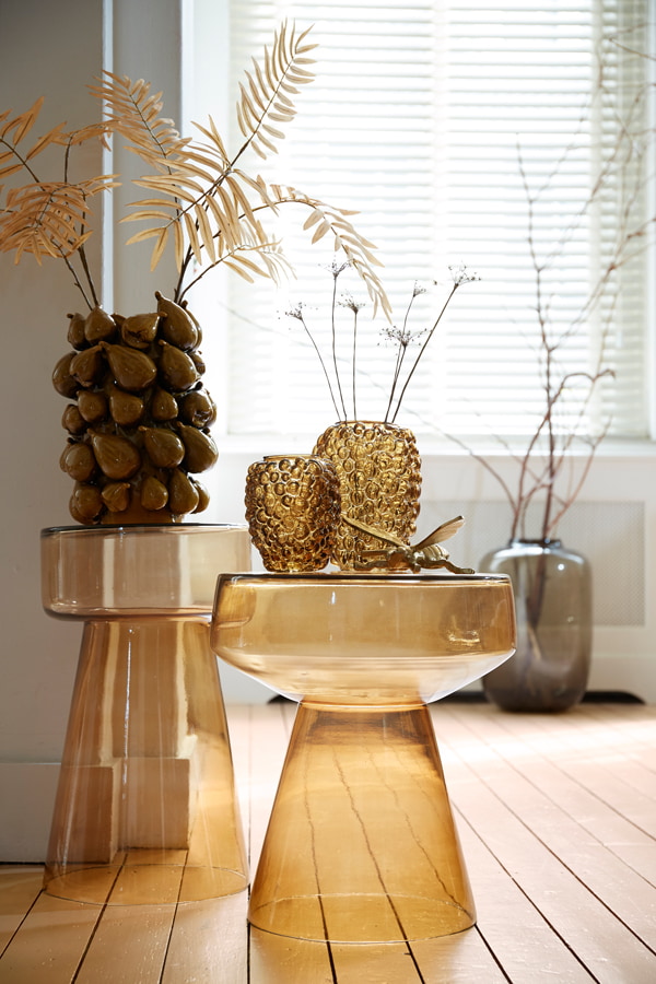 Light & Living Bijzettafel 'Dakwa' Glas, 30cm, kleur Okergeel