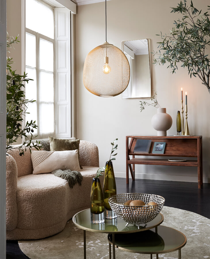 Light & Living Bank 'Amelie' Teddy, kleur Beige