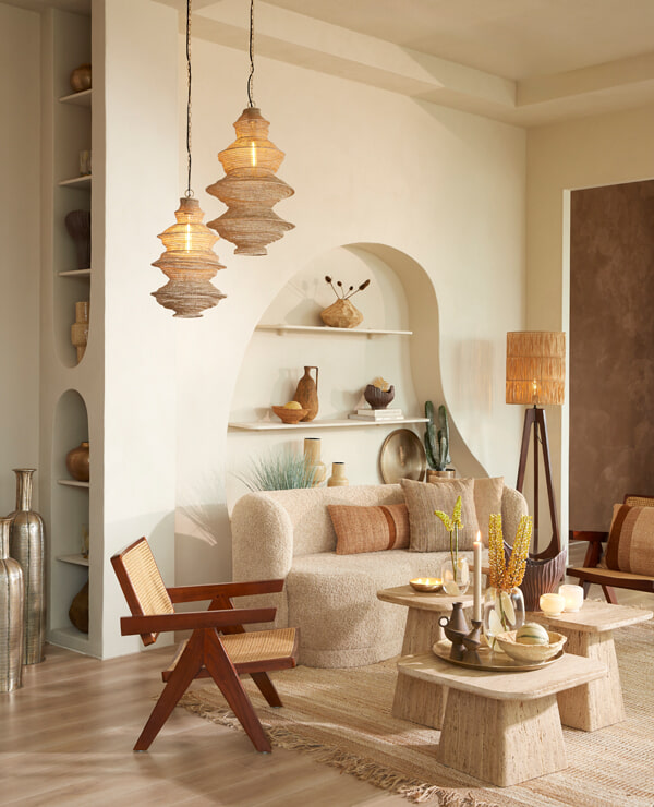 Light & Living Bank 'Amelie' Teddy, kleur Beige