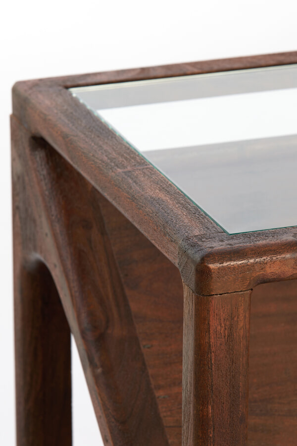 Light & Living Sidetable 'Yuki' Acaciahout en glas, 119cm