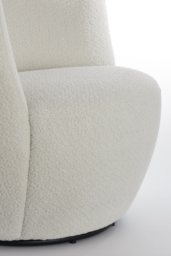 Light & Living Draaibare Fauteuil 'Senja' Bouclé, kleur Wit