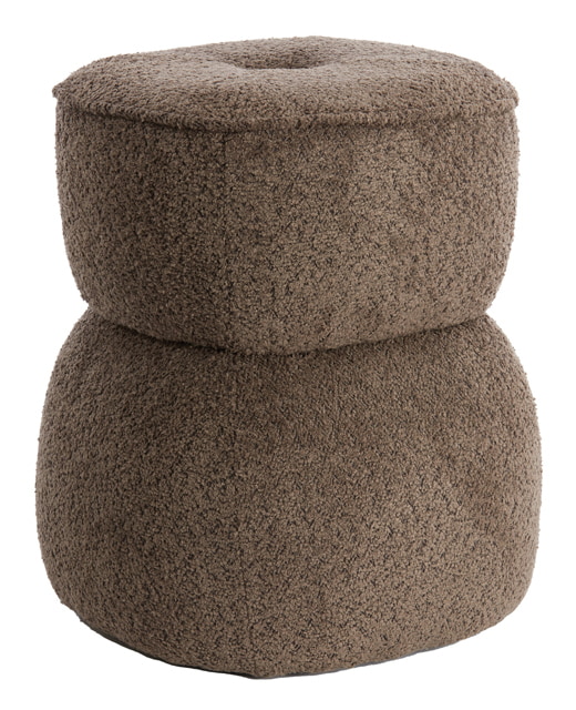 Light & Living Poef 'Leyla' Chenille, kleur Bruin