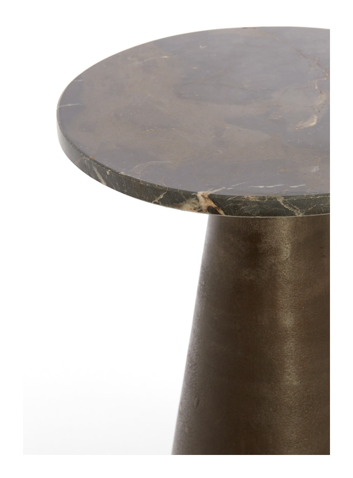 Light & Living Ronde Bijzettafel 'Ynez' Marmer, 36cm, kleur Donkerbruin
