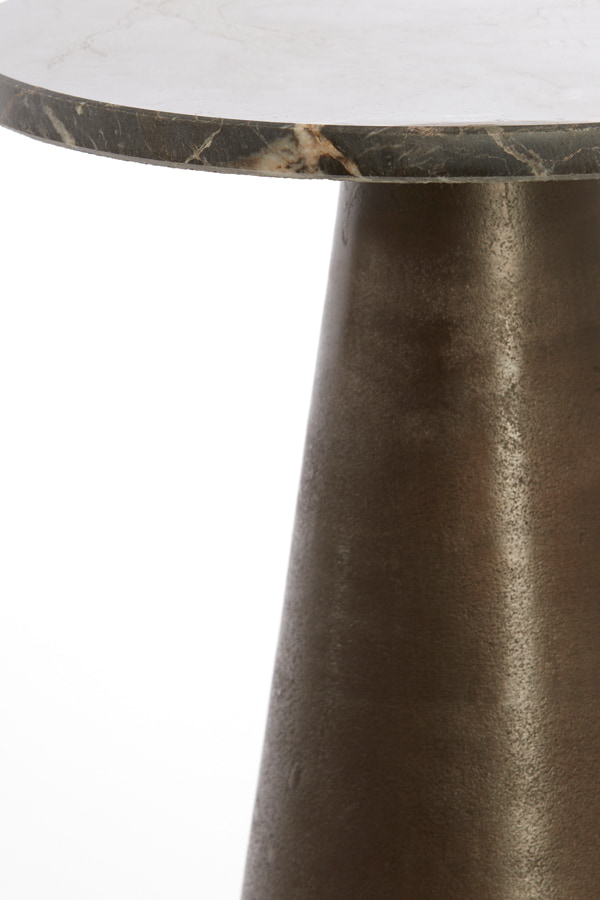 Light & Living Ronde Bijzettafel 'Ynez' Marmer, 36cm, kleur Donkerbruin