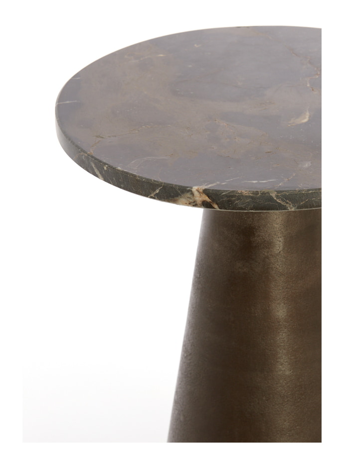Light & Living Ronde Bijzettafel 'Ynez' Marmer, 29cm, kleur Donkerbruin