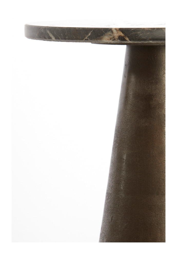 Light & Living Ronde Bijzettafel 'Ynez' Marmer, 29cm, kleur Donkerbruin
