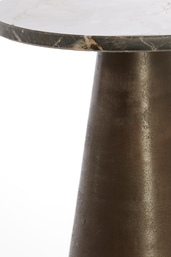 Light & Living Ronde Bijzettafel 'Ynez' Marmer, 29cm, kleur Donkerbruin