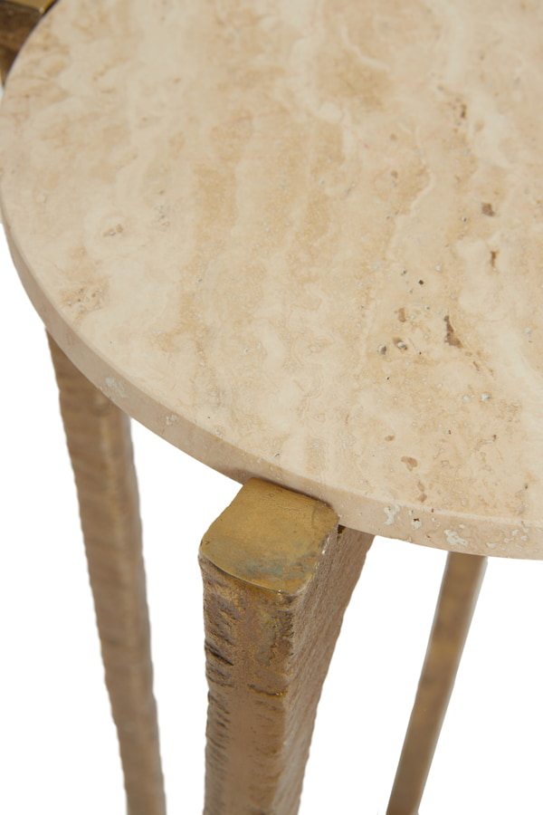 Light & Living Ronde Salontafel 'Kanae' Set van 2 stuks, Travertin