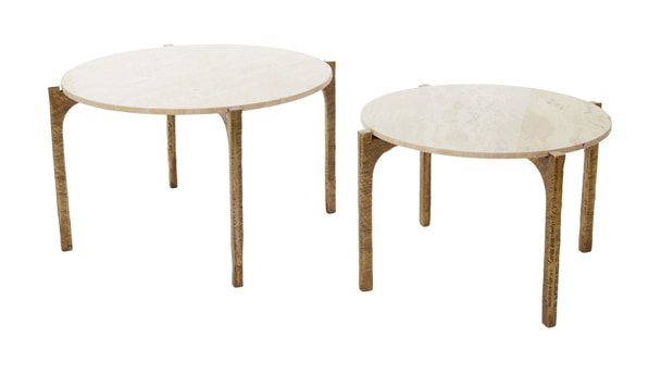 Light & Living Ronde Salontafel 'Kanae' Set van 2 stuks, Travertin