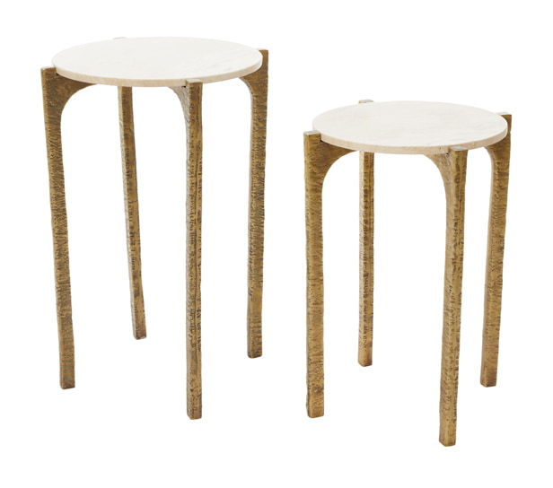 Light & Living Bijzettafel 'Kanae' Set van 2 stuks, Travertin