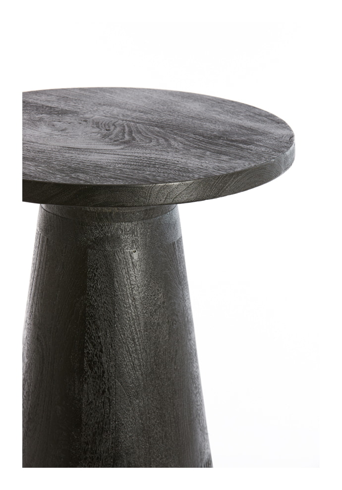 Light & Living Ronde Bijzettafel 'Paxos' Mangohout, kleur Zwart