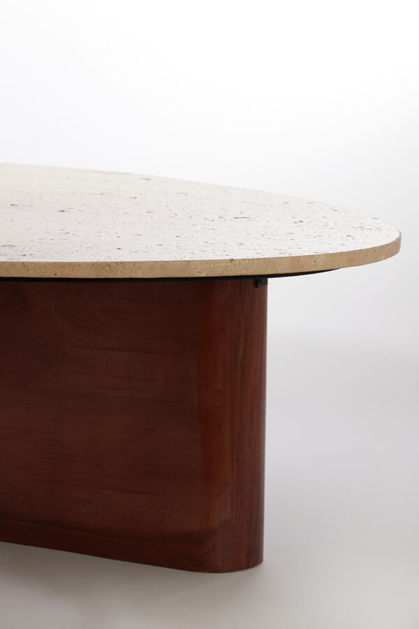 Light & Living Salontafel 'Mahelona' Travertin en Acaciahout, 90 x 72cm